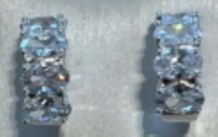 City by City Silver Pave Crystal Oval Half Hoop Earrings