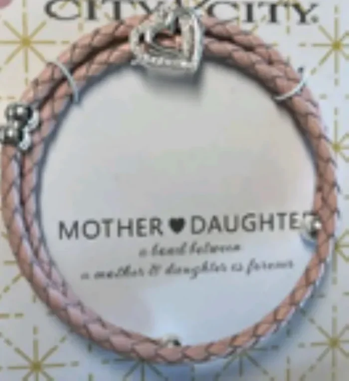 City by City Silver Pave Double Heart Leather Wrap Bracelet With Cubic Zirconia