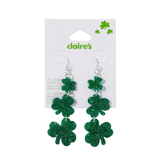 Claire‘s Acrylic Shamrock Earrings
