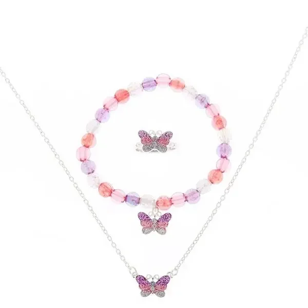 Claire‘s Club Glitter Butterfly Jewelry Set – Pink, 3 Pack