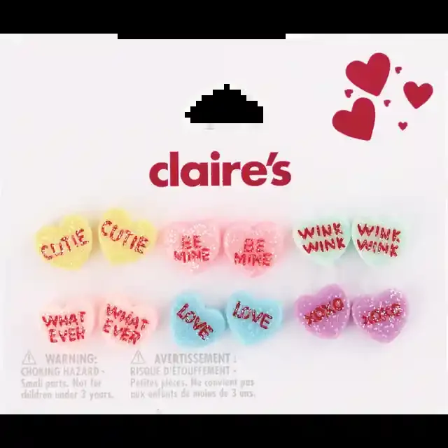 Claires V Candy Hearts Earrings