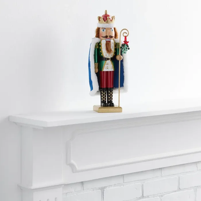 Classic Nutcracker with Mistletoe Staff Decor