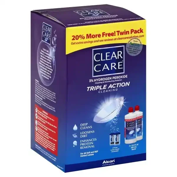 Clear Care Cleaning & Disinfecting Solution, Triple Action Cleaning, Twin Pack