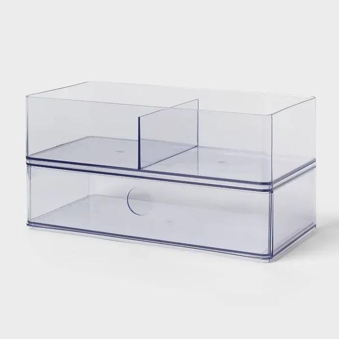 Clear Divided Bin with Drawer – Brightroom™