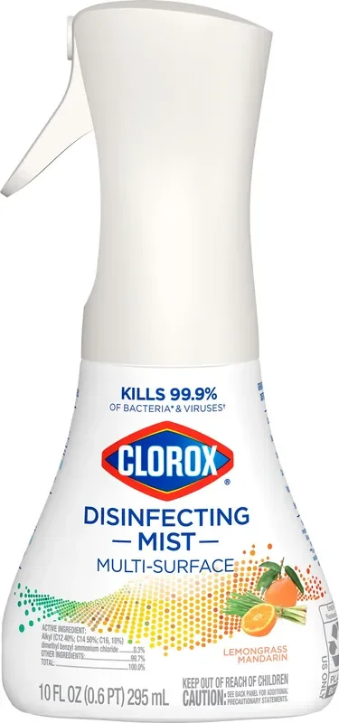 Clorox Disinfecting Mist, Lemongrass Mandarin, Sanitizing and Antibacterial Spray, Sanitizing Fabric and Deodorizing, Refill, 10 Fluid Ounces