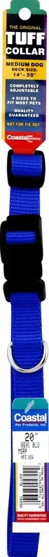 Coastal Adjustable Dog Collar with Plastic Buckle, Blue, Medium – 3/4″ x 14″-20″