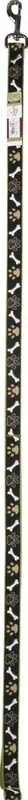 Coastal Ribbon Dog Leash, Brown Paws and Bones, Medium/Large – 1″ x 6‘