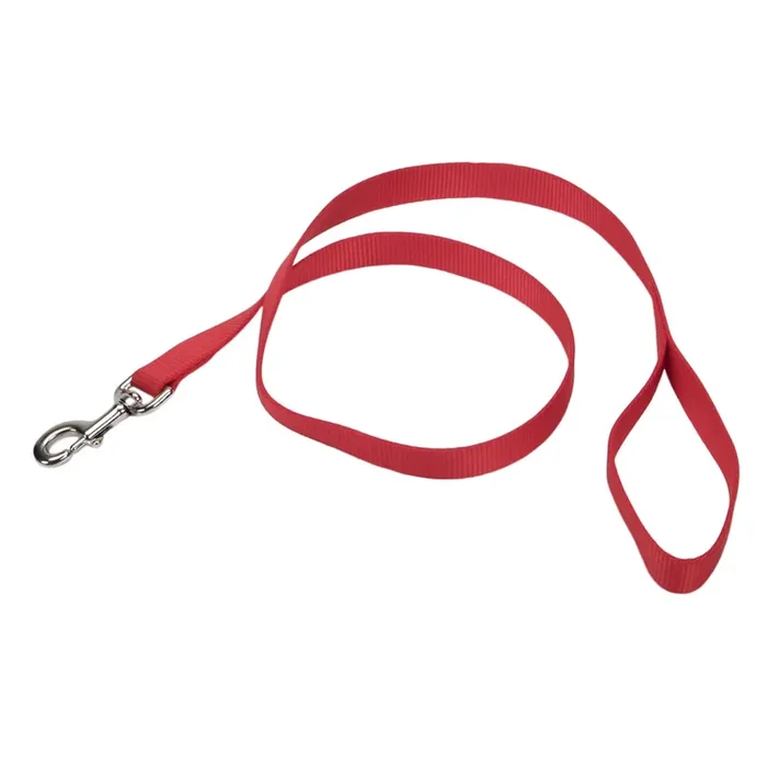 Coastal Single-Ply Dog Leash, Red, Small – 5/8″ x 4‘