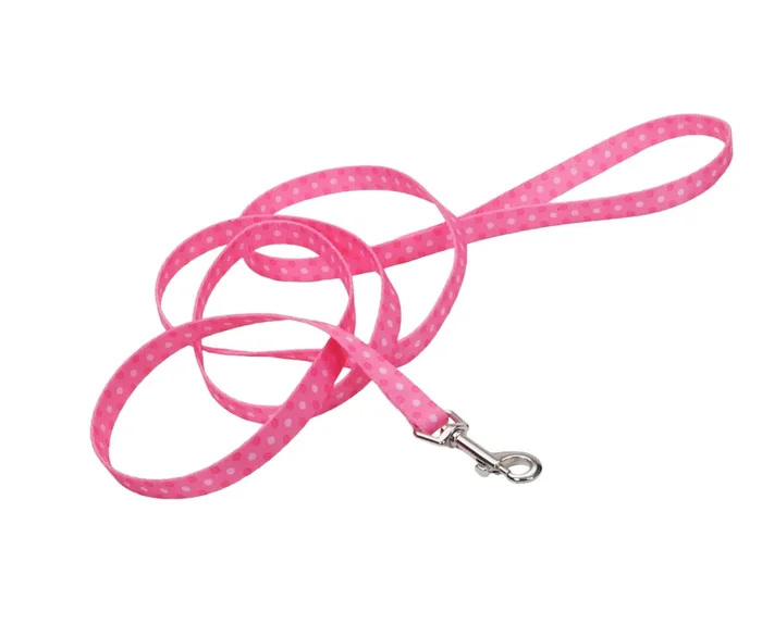 Coastal Styles Dog Leash, Pink Dots, Small – 5/8″ x 4‘
