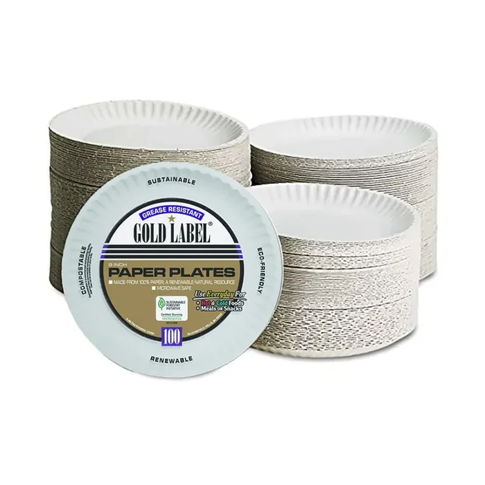 Coated Paper Plate White Heavy Duty (12 x 100 ct) 9″ – Case – 12 Units