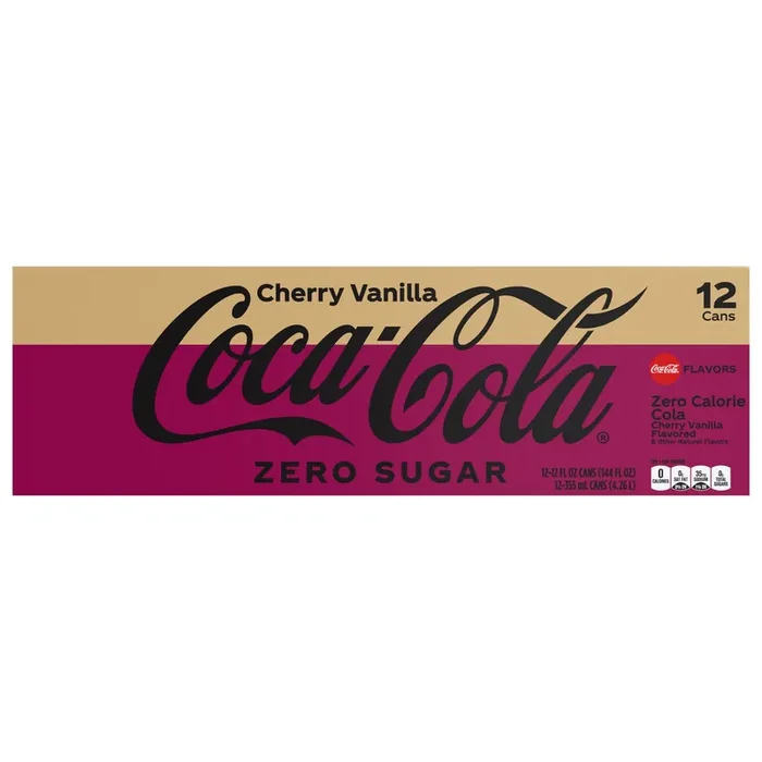 Coca-Cola Cherry Vanilla Zero Sugar Fridge Pack Cans, 12 fl oz, 12 Pack
