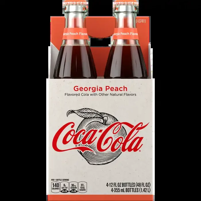 Coca-Cola Georgia Peach Soda Soft Drink, 12 fl oz, 4 Pack