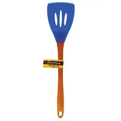 Cocinaware Cobalt Blue Silicone Turner with Wooden Handle