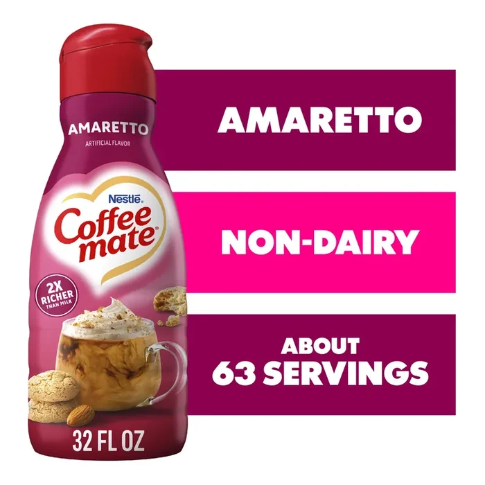Coffee mate Amaretto Flavored Coffee Creamer, Non-Dairy, Gluten-Free, 63 Servings