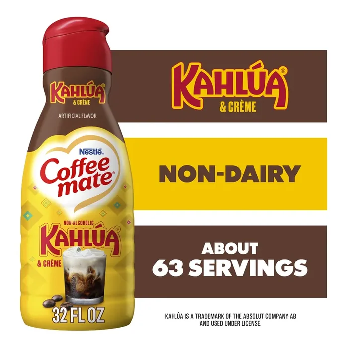 Coffee mate Kahlua and Crème Flavored Coffee Creamer, Non-Dairy, Gluten-Free, 63 Servings