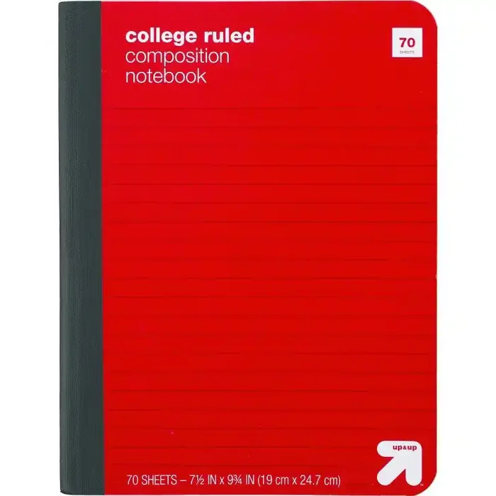 College Ruled Red Hard Cover Composition Notebook – up&up™ 7.5×9.75″, 70 Pages, Lined Paper, Tween & Child
