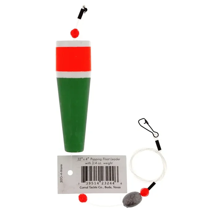 Comal Tackle Red/Green 3/4 OZ Popping Float with 32 Inch Mono Leader