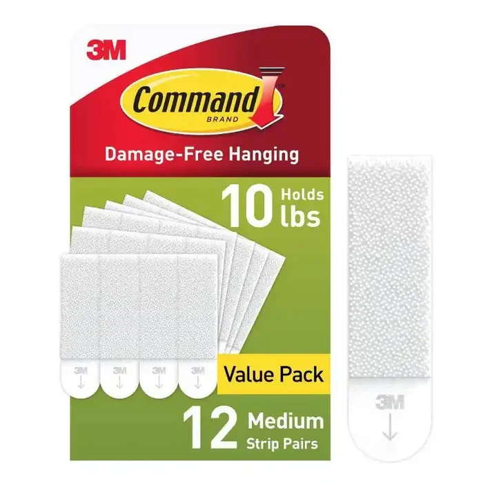 Command 12 Sets of Strips Picture Hanging Strips Value White Plastic Adhesive Strip for Hanging Pictures Without Nails