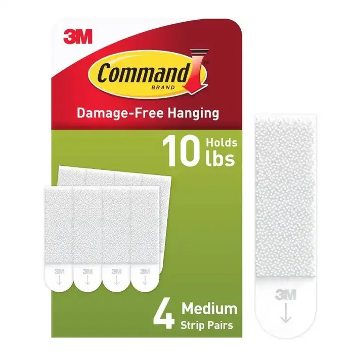Command 4pk Damage-Free Medium Sized Picture Hanging Strips Adhesive Strip for Frames & Art, Plastic, Mounting