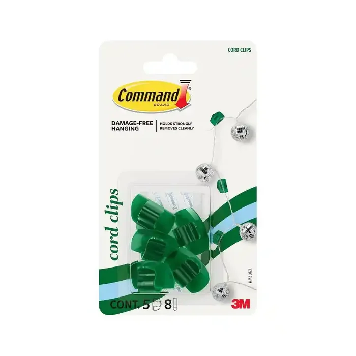 Command 5pk Damage-Free Transparent Cord Clips Watermelon