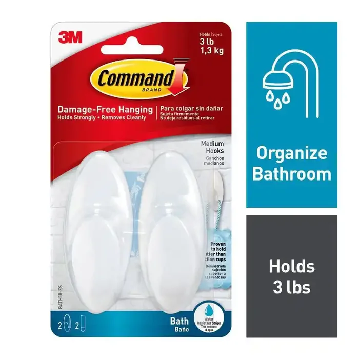 Command Bath Medium Hooks 2 ea