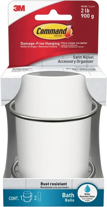 Command Bath Satin Nickel Accessory Organizer – Silver