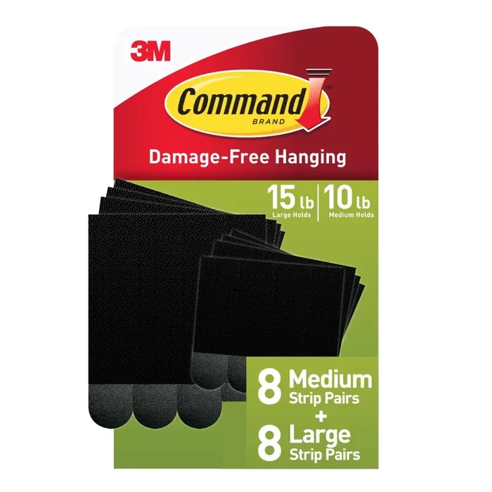 Command Black Assorted Sizes Damage Free Picture Hanging Strips 16-pack