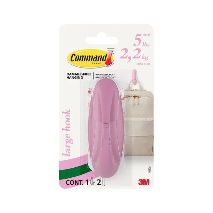 Command Damage-Free Large Designer Hook Lilac Lemonade