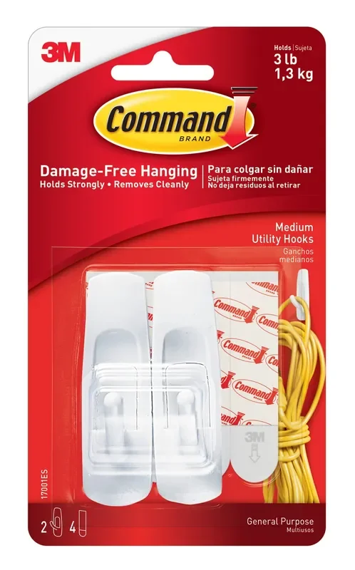 Command Medium 2 -Pack White Adhesive Storage/Utility hook ( 3.0-lb Capacity)