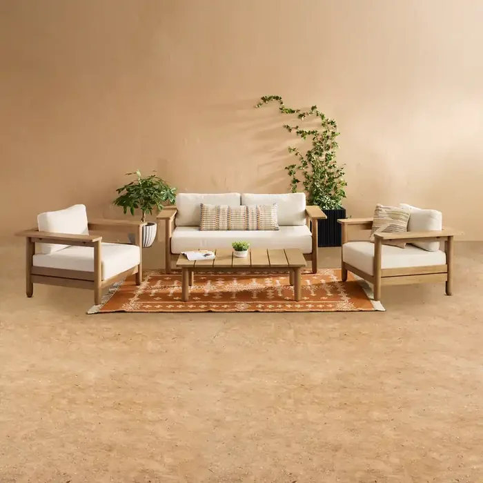 Conrad Honey Eucalyptus Wood 4 Piece Outdoor Furniture Set