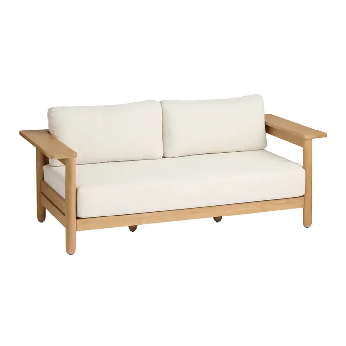 Conrad Honey Eucalyptus Wood Wide Arm Outdoor Loveseat