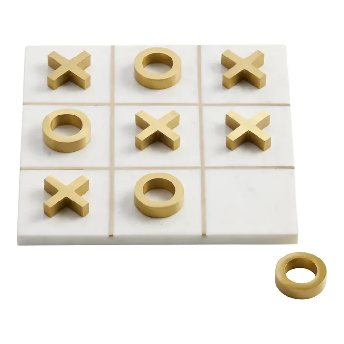 CRAFT Marble and Metal Tic Tac Toe Game Board Set