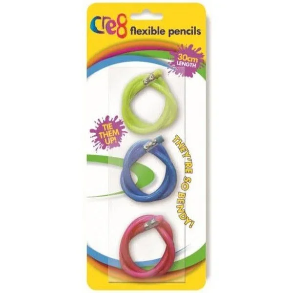 Cre8 Flexible Twisty Pencils with Erasers Triple Pack – Case of 12