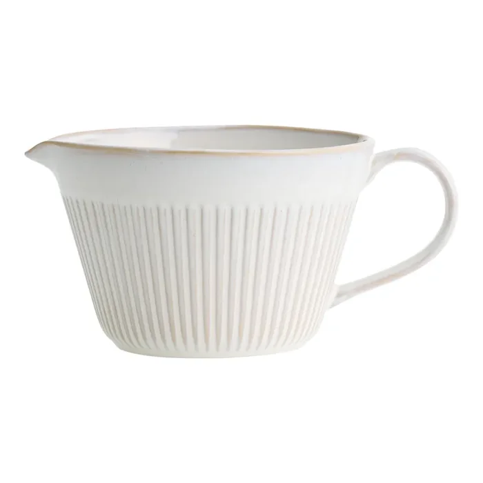 Cream Ceramic Ribbed Batter Bowl