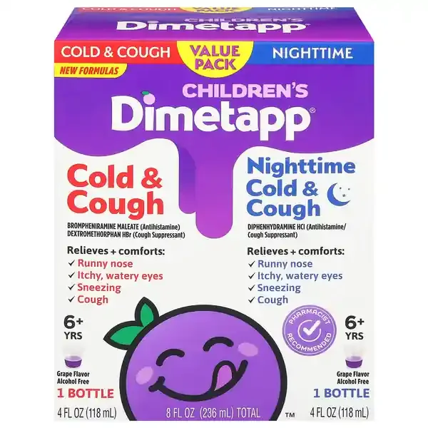Dimetapp Children‘s Cold Cough/Nighttime Cold & Cough Grape Liquid – 2 ct