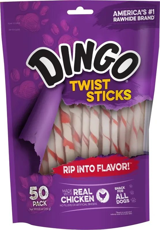 Dingo Twist Sticks Rawhide Chew with Real Chicken