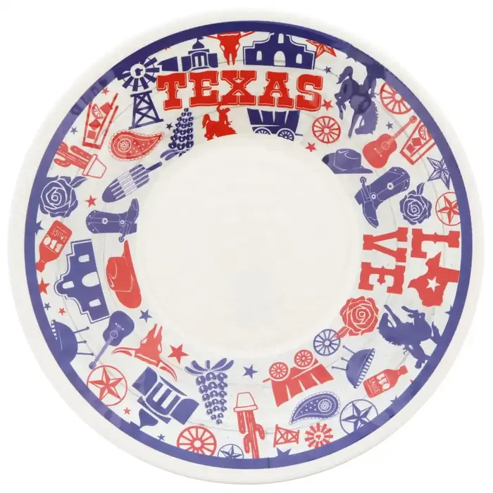 Dining Style Vintage Texas Print Large Serving Bowl