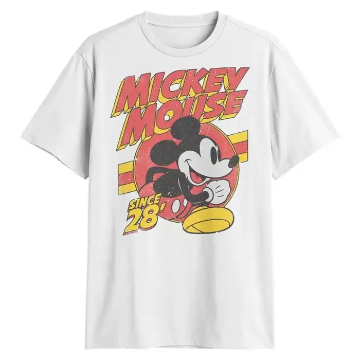 Disney Men‘s Mickey Mouse Short Sleeve Graphic T-Shirt -White L