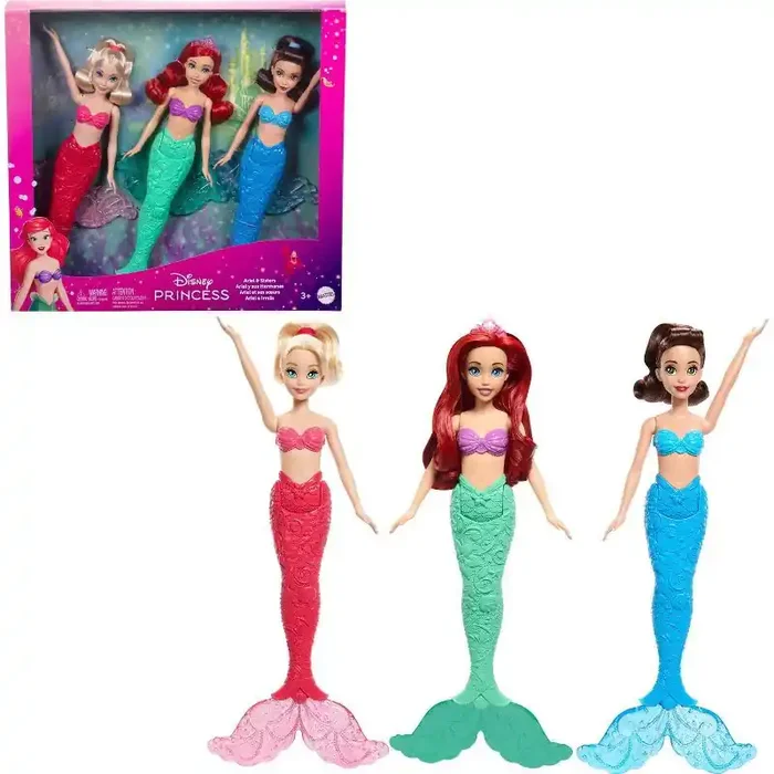 Disney Princess Ariel & Sisters Mermaid 12.7″ Fashion Doll 3pk with Glitter Fins Inspired by Disney Movie