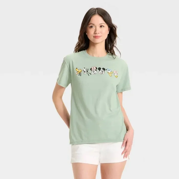 Disney Women‘s Mickey & Friends Short Sleeve Graphic T-Shirt – Green L