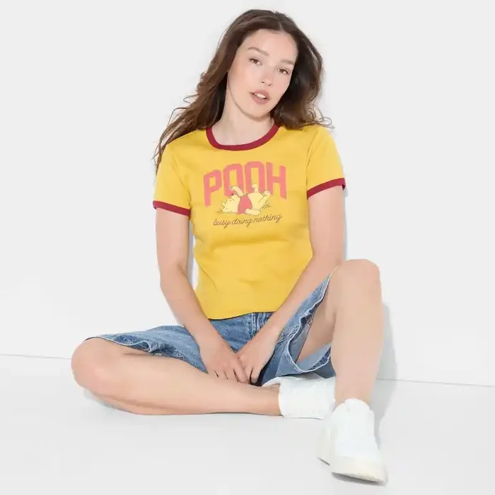 Disney Women‘s Pooh Ringer Short Sleeve Graphic Baby T-Shirt – Dark Mustard Yellow S