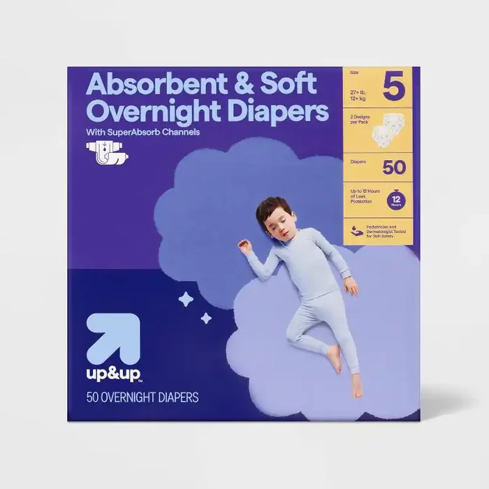 Disposable Overnight Diapers – Size 5 – 50ct – up&up™