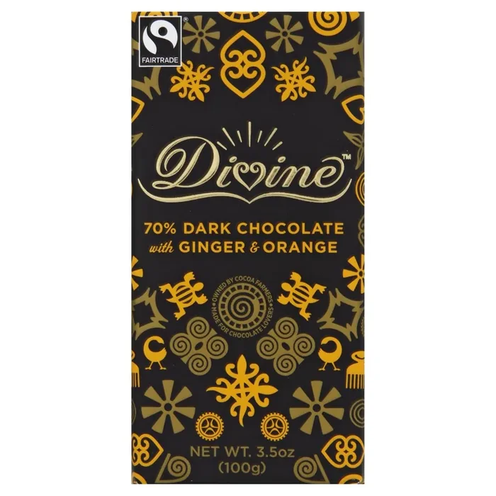 Divine Dark Chocolate With Ginger Orange Bar