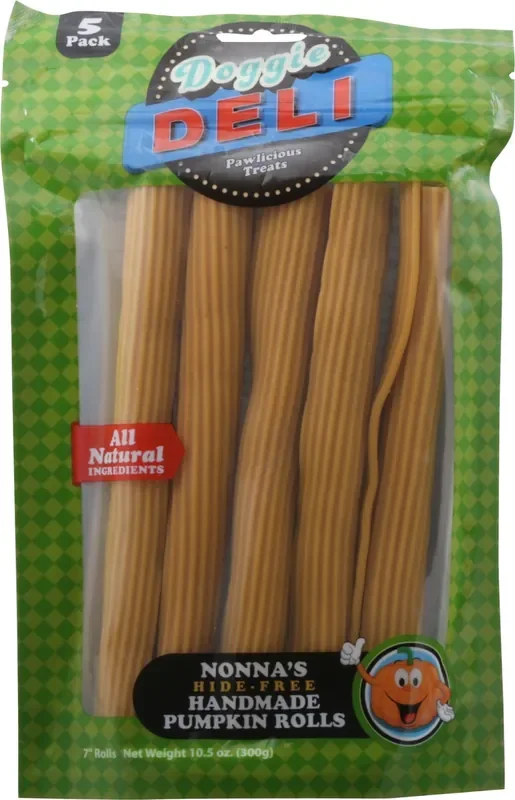 Doggie Deli 5 Pack Nonna‘s Pumpkin Rolls Dog Treats 10.5 oz