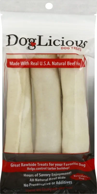 Doglicious Dog Treats Beefhide White Curl Bag – 3 Count