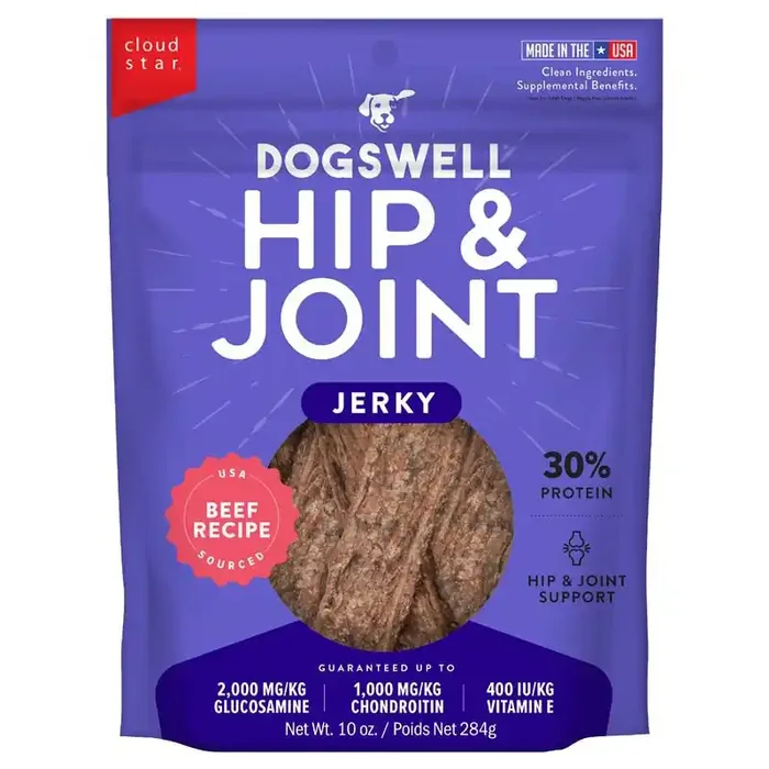 Dogswell Hip & Joint Jerky Dog Treats, Beef, 10 oz. Bag