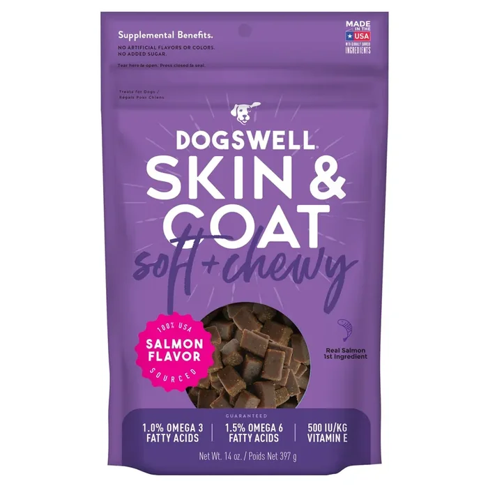 Dogswell Skin & Coat Soft & Chewy Dog Treats, Salmon, 14 oz. Bag