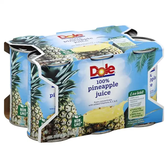 Dole 100% Pineapple Juice – 6 ct; 6 fl oz