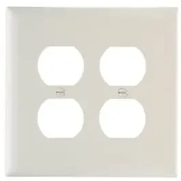 Double Duplex Outlet Opening Nylon Wall Plate, 2 Gang, Almond