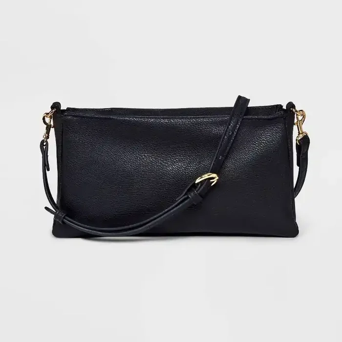 Double Gusset Crossbody Bag – Universal Thread™ Black Removable Adjustable Strap, Twill